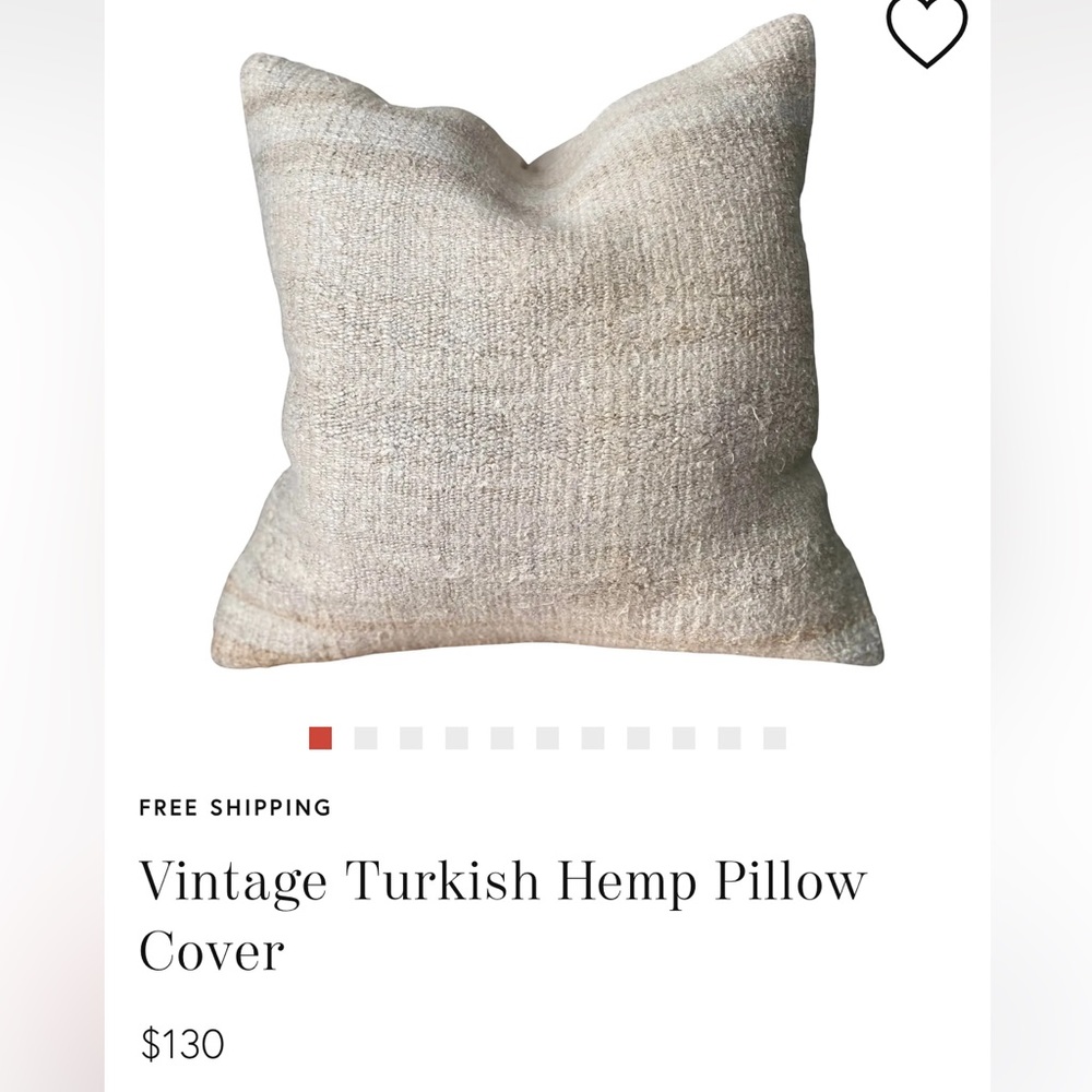 100% authentic vintage light pink peach Turkish hemp rug lumbar pillow cover - Picture 6 of 14